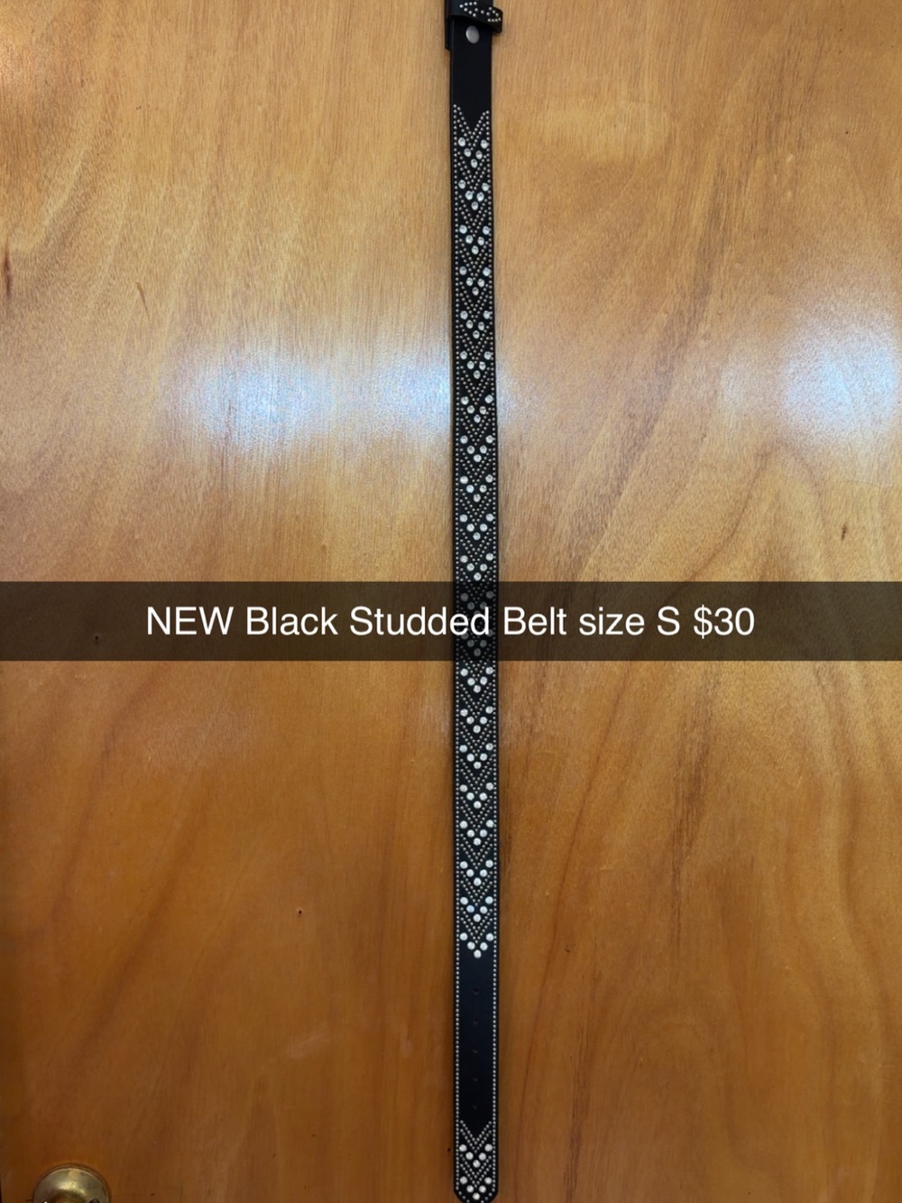 Black Studded Leather Belt with Decorative Metal Accents